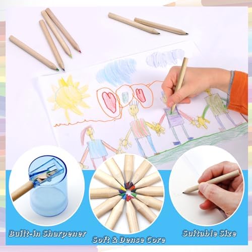 12 Pack Mini Colored Pencils Bulk with Sharpener 12 Color Pencils for Kids Drawing Pencil in Tube Portable Art Set for Kids, Students & Artists