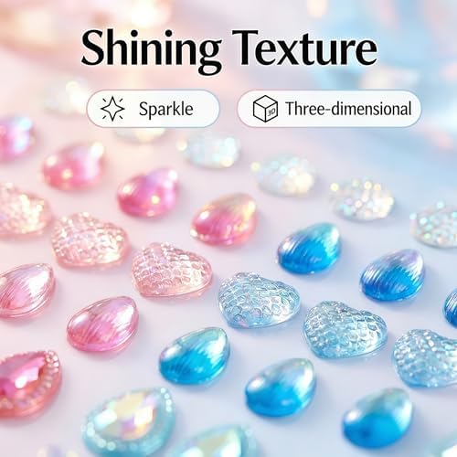 【2 Sheets】 Airy 3D Puffy Stickers, Resin Decorative Stickers, Cute Small Stickers for Kids，Girls, Adults, Reusable Tiny Stickers for Phone Case, Notebook - Perfect for Craft and GIF (Luminous)