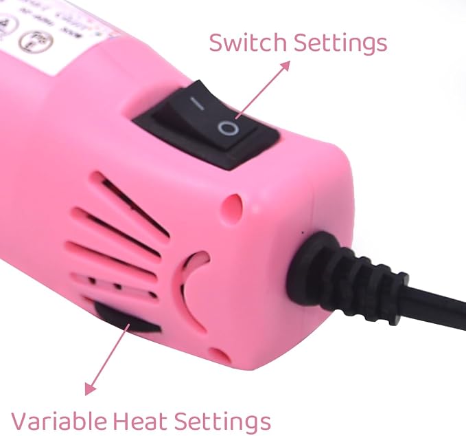 mofa Resin Heat gun,6.6ft Cable 300W Hot Air Gun for Crafting,Acrylic Paint Dryer Multi-Purpose Electric Heating Nozzle (Pink Temp Regulation)
