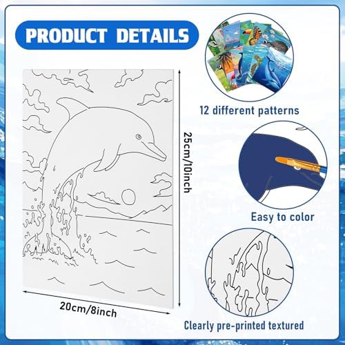 Tinlade 12 Pcs Pre Drawn Canvas for Painting Stretched,Animal Style