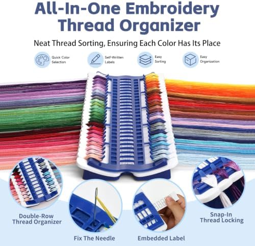 50 Position Embroidery Floss Organizer Thread Organizers with 15P Card