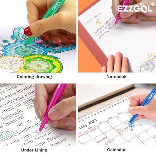 Ezzgol Felt Tip Pens, 30 Pack, 30 Colors, Fine Point