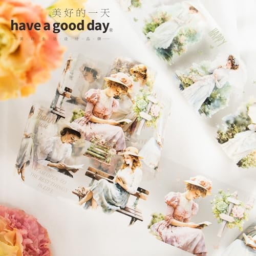 Alideco 6pcs Decorative Adhesive Tapes European Floral Maiden PET Tape Great for Bullet Journal Supplies, Arts, Scrapbook, DIY Crafts, Planners (chunrishaonv)