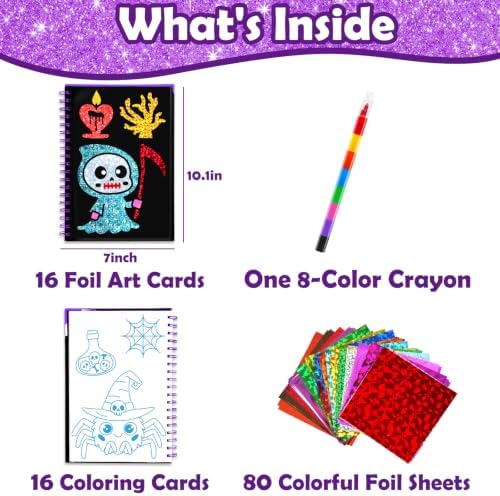 FUNNYB&G Foil Art Craft Kit for Kids, Sparkly Birthday Gift Toy for Kids | No Mess, Kids Ages 4-10 Create Sparkling Artwork, A Creative Gift for Birthdays, Holidays, Travel Activities,Screen-Free Fun