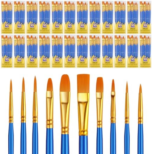 Paint Brushes Set, 240Pcs Round Pointed Tip Artist Paintbrushes for Acrylic Painting Oil Watercolor Canvas Boards Rock Body Face Nail Art, Halloween Pumpkin Ceramic Crafts Supplies，Blue