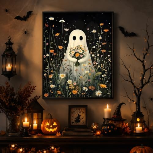 Ghost Paint by Numbers Kit for Adults Beginner with Framed 10x12 Inch