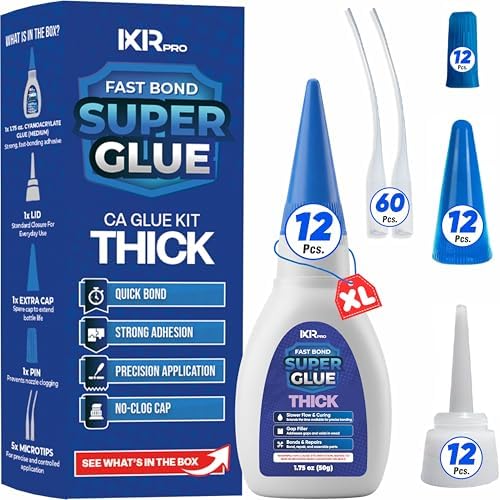Thick CA Glue, Super Glue, Cyanoacrylate Adhesive, 12 Pcs 1.75oz Repair kit