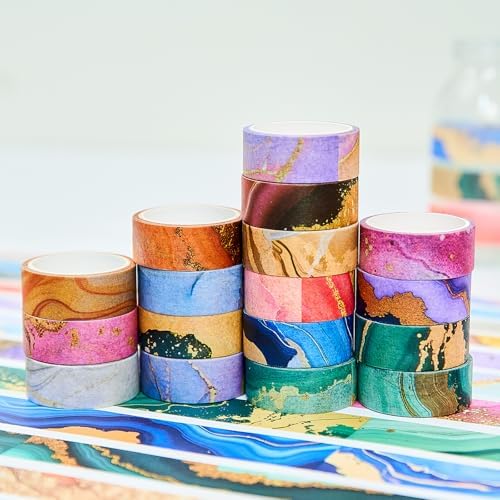 Marble Washi Tape Set 30 Rolls,Decorative Masking Tape for Junk Journal, Scrapbooking Supplies, DIY Crafting Supplies