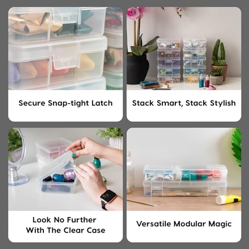 IRIS USA Clear Cases |Made in USA| Plastic Box Organizers (18-Pack)- Small