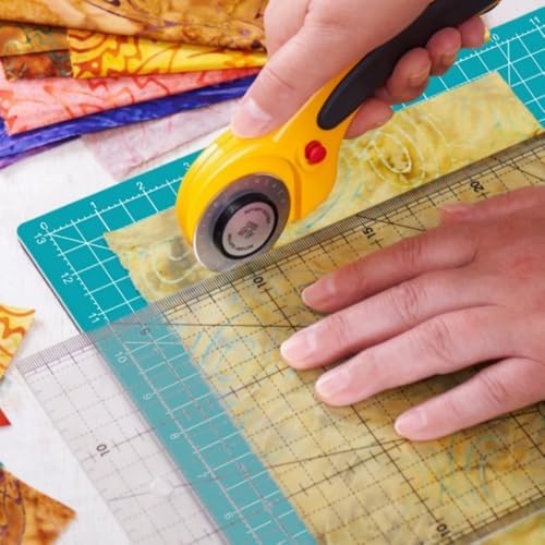 Rotating Self Healing Cutting Mat 14"x14" (13" Grid), Square Sewing Cutting Mat Board Perfect for Fabric Quilting & Art Projects, Turquoise