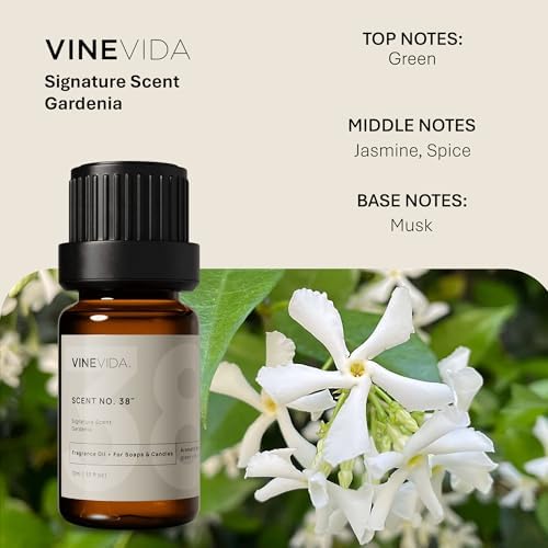 VINEVIDA [0.33oz] Gardenia Fragrance Oil for Candle Making and Soap Making - Premium Candle Scents for Soy Candles