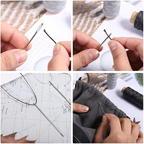 Waxed Thread and Leather Needles Kit, 110 Yards, 7 Pieces