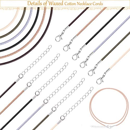 Necklace Cord, Selizo 100pcs Necklace String, Waxed Cotton Necklace Cord with Clasp Bulk for Jewelry Bracelet Making, Beads, Pendants, Charms
