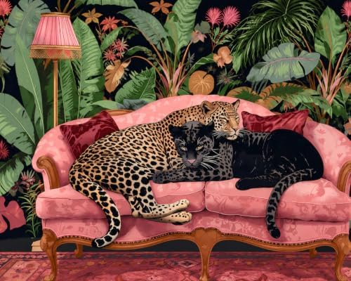 AuraDraw Animal Paint by Numbers Kit for Adults, Leopard Paint by Numbers for Beginner, Paint by Number Canvas Crafts for Beginner Home Decor (Leopard)