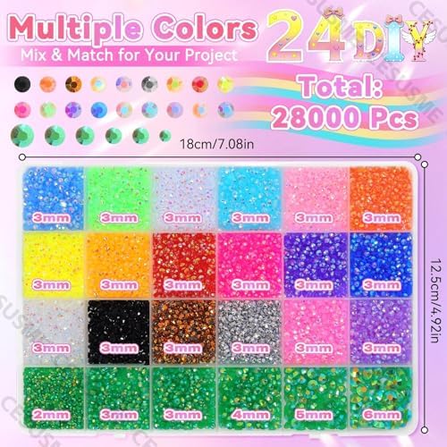 28000Pcs Color Rhinestones Bedazzling Kit, Green Bedazzling Gems for Crafts