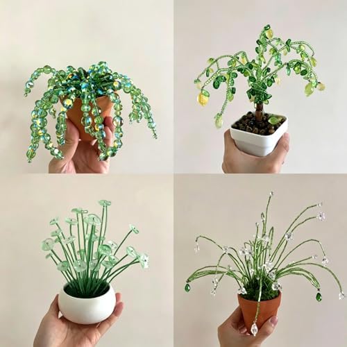 VvLons Beaded Plant Kit, Green Beads for Beaded Plants
