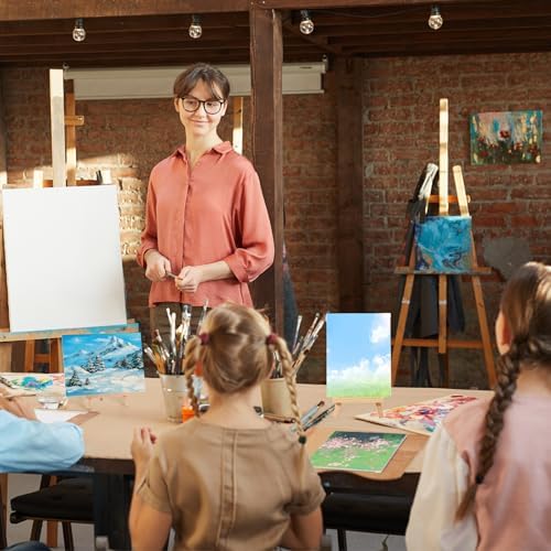 Qilery 24 Set 6 x 8 Inch Mini Canvas Boards and Easel for Painting, Acrylic Paint Strips, Palettes, Brushes, Canvases Painting Kits for Kids Adults Artists Beginners Oil Acrylic Painting Party Favors