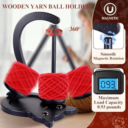 FOGWOWO Black Cat Yarn Holder for Crocheting,Yarn Spinner,Crochet Gifts