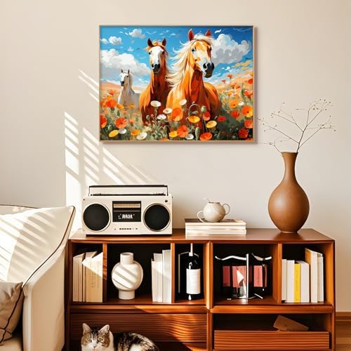 Diamond Art Kits for Adults, Horses Diamond Painting Kit, 12 x 16 Inch