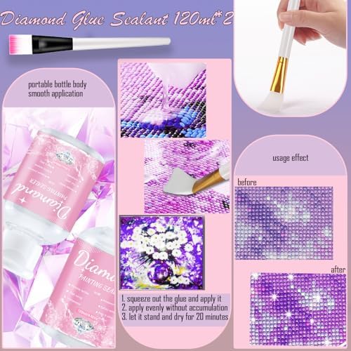 NLXCXUCY 244Pcs Diamond Art Accessories Kit All-Inclusive Diamond Painting Tool Set with A3 Diamond Painting Light Pad,Diamond Art Sealer Glue, Diamond Correction Pens, Storage Box for DIY Craft