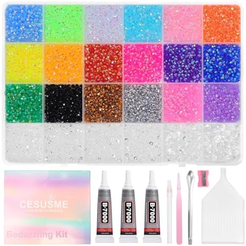 28000 Pcs Rhinestones Bedazzling Kit, Transparent Resin Gems for Crafting