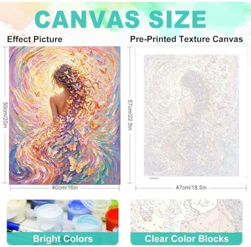 Woman Paint by Numbers Kit for Adults, DIY Oil Painting Canvas 16x20inch