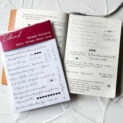 Bible Verses Planner Stickers – 4 Sheets of Love Quotes, Retro Typewriter & Hand Lettering Styles, Inspirational Christian Stickers for Journaling, Scrapbooking, Bible Study, and Crafts