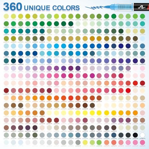 Guangna 360 Acrylic Paint Markers, Brush Tip Acrylic Paint Pens, Quick-Drying Waterproof Ink, for Rock Painting Plastic Wood Canvas Glass Ceramic Metal Art Crafts Supplies Gift