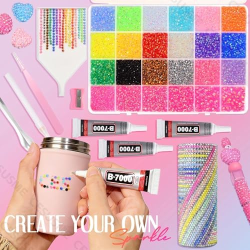 28000 Pcs Color Rhinestones Bedazzling Kit, Light Red Resin Gems for Crafts