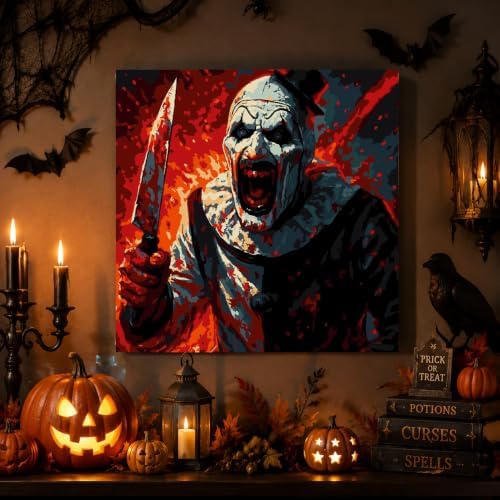 Horror Paint by Numbers Kit for Adults Beginner with Framed 10x10 Inch