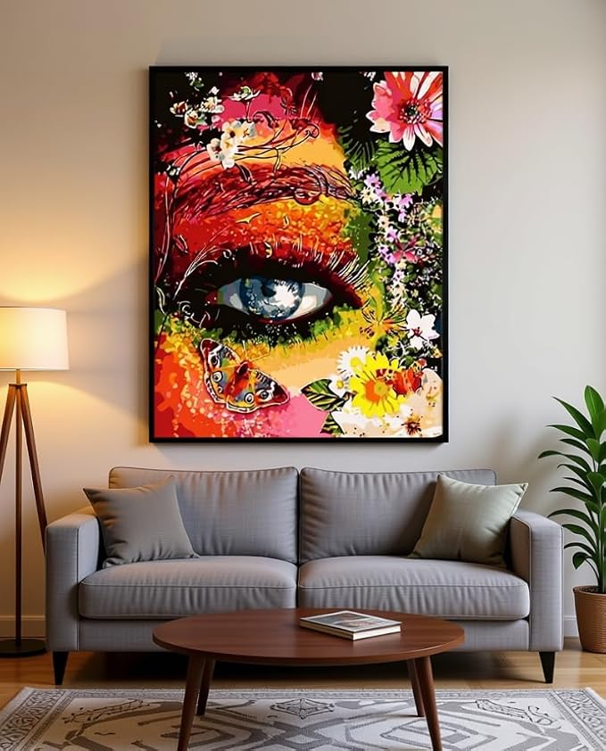 BAISITE Paint by Numbers Kit for Adults Beginners,16" Wx20 L Canvas for Painting Kits for Adults in Colorful Box-Color Eye Mother Earth 8407-Already Stretched on a Wooden Frame