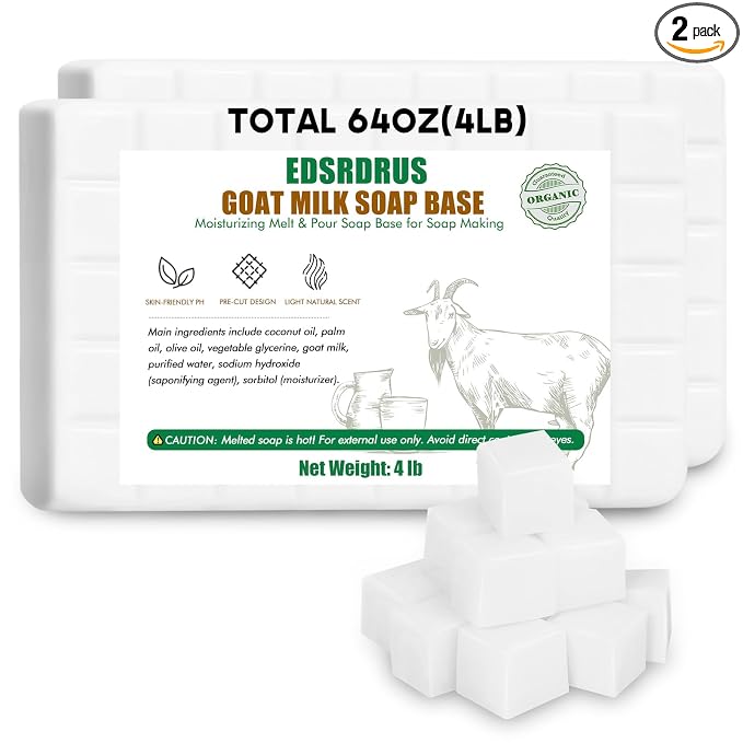 EDSRDRUS 4lb Scent Soap Base DIY Handmade with Goat Milk & Coconut Oil, Moisturizing Melt and Pour Soap Base