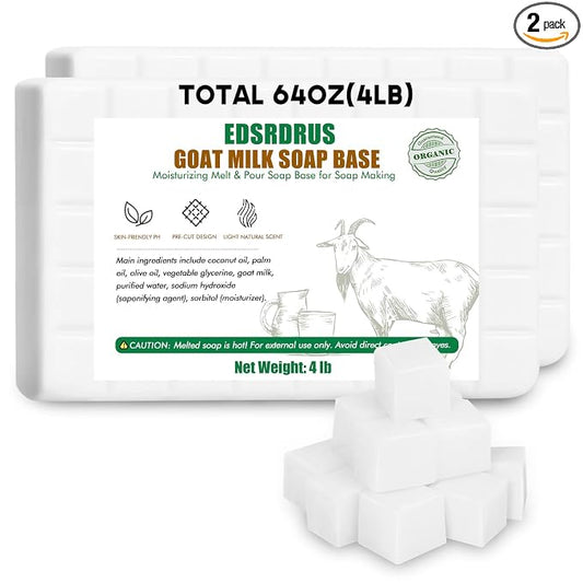 EDSRDRUS 4lb Scent Soap Base DIY Handmade with Goat Milk & Coconut Oil, Moisturizing Melt and Pour Soap Base