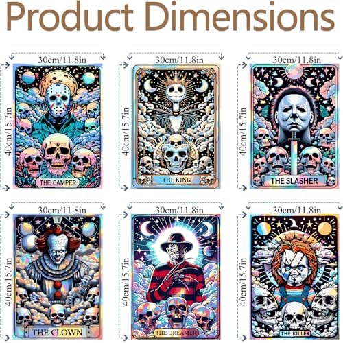 Clendo 6 Packs Halloween Paint by Number Kits for Adults, Horror Movie Adult's Painting by Numbers on Canvas, Easy Acrylic DIY Oil Painting on Canvas, Home Wall Decor(12x16in No Frame)