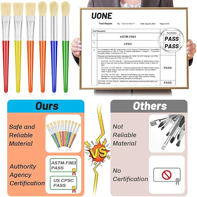 10Pcs Paint Brushes for Kids, Anezus Kids Paint Brushes Toddler Large Chubby Brushes Round and Flat Preschool Painting Brushes for Washable Paint Acrylic Paint (Pack of 2)