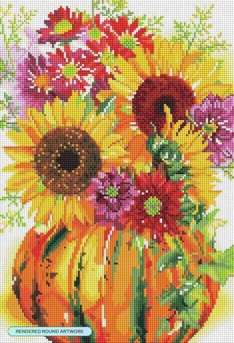DIAMOND ART CLUB Pumpkin with Sunflowers Diamond Art Kits for Adults