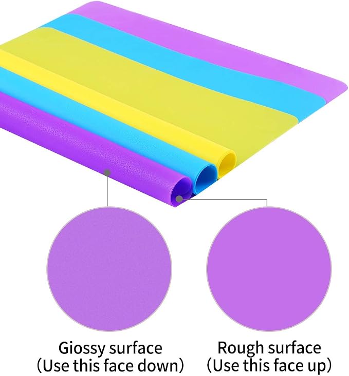 3 Pcs Silicone Mats Sheets Silicone Mats for Crafts Resin Jewelry Molds | 15.7" x 11.8" Silicone Playdoh Nail Art Mat Placemat(Blue & Purple & Yellow), Non-Stick, Heat Resistant