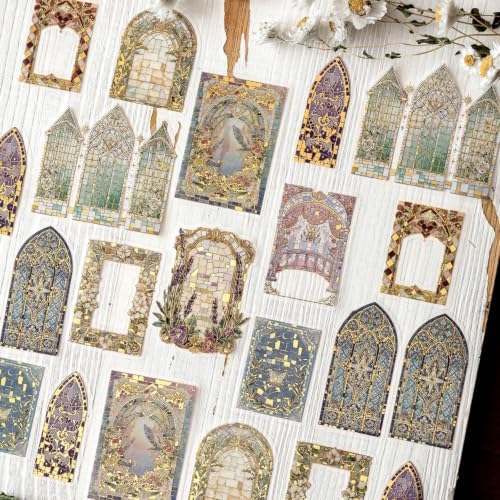 80 Pcs 3D Embossed Gold Foil Mosaic Stickers, 4 Packs PET Decals