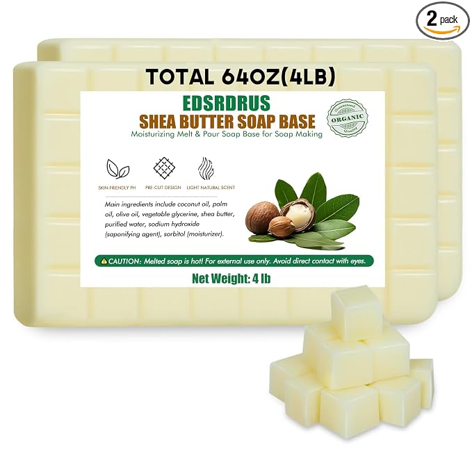 EDSRDRUS 4lb Scent Soap Base DIY Handmade with Shea Butter & Coconut Oil, Moisturizing Melt and Pour Soap Base