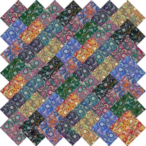 10" 50pcs Cotton Fabric Squares for Sewing Quilting Supplies- Retro Paisley