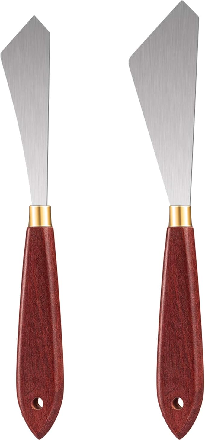 Honoson 2 Pcs Palette Knife Set Spatula Pallet Stainless Steel Wood Handle