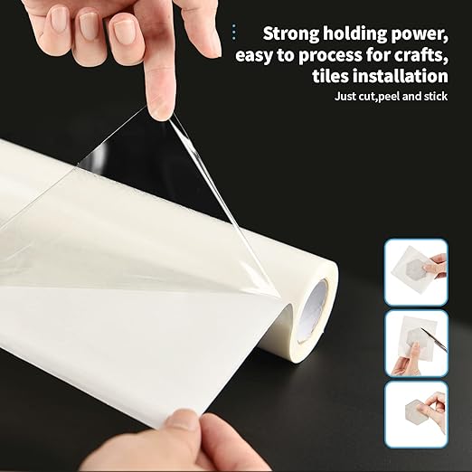 Art3d Double-Sided Tape Sheet, Adhesive Tile Setting Mat, 12" x 360", Clear