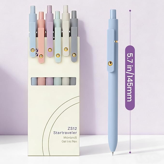 FIOVER Gel Pens 6pcs 0.7mm Fine Point Black Ink Quick Dry Pens