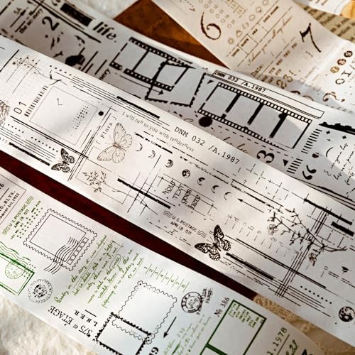 Alideco 6 pcs Decorative Adhesive Tapes Cartoon PET Tape Great for Bullet Journal Supplies, Arts, Scrapbook, DIY Crafts, Planners(huahuibiankuang) (pianduanhenji)