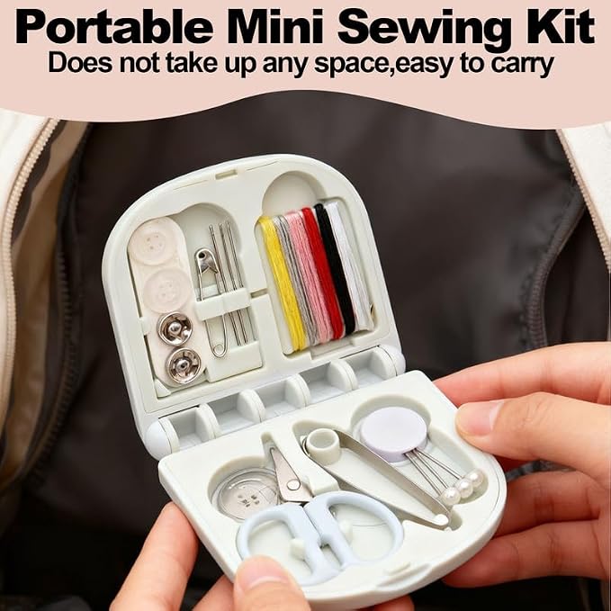 Reroon 8 Pack Mini Travel Sewing Kit for Adult & Kid | Portable Sewing Box Kit Bulk | Small Emergency Repair Set with Thread Scissors Needle for Travel, Beginner DIY Handcraft | Pink + Blue