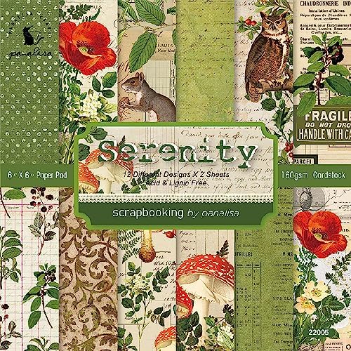 YASMEN Scrapbook Paper Pad 6x6, Vintage Patterned Cardstock Paper Pads for Card Making, Journals, Planner, DIY Envelopes, Greeting Cards, Gift Card, Decorative Art Craft -24 Sheets
