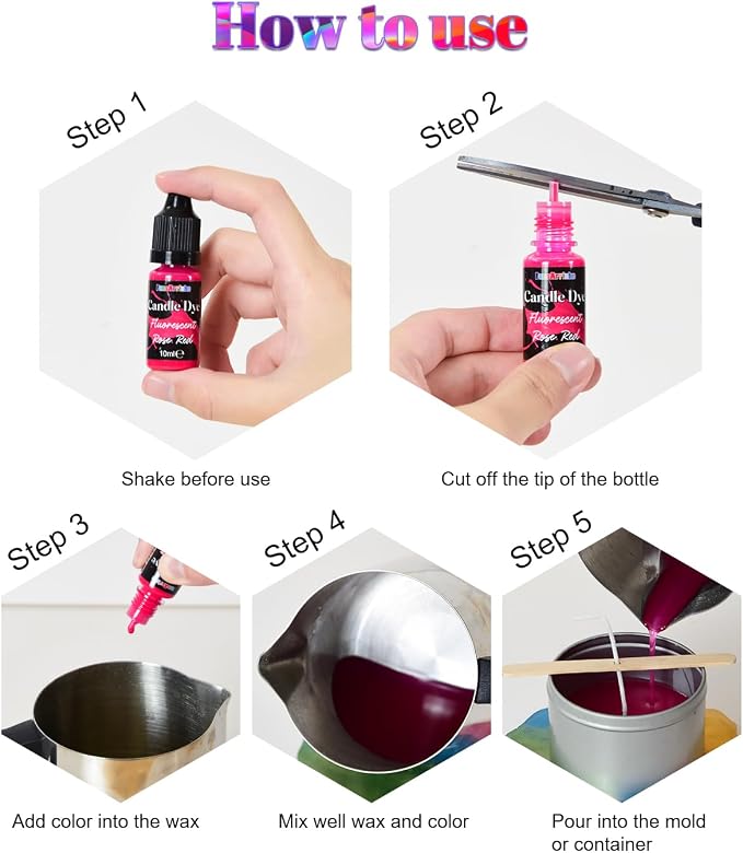 FansArriche Candle Dye - 32 Colors Liquid Oil-Based Dye for Candle Wax | Highly Concentrated, Natural Candle Color for DIY Candle Making