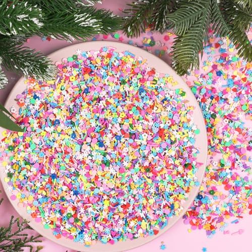 DIYASY 180g Fake Sprinkles, 6.35 oz Mini Faux Sprinkle Polymer Clay Slices Non-Edible for Crafts Art DIY Cake Decoration Plastic Slime Card Filler Nail Supply 12 Styles