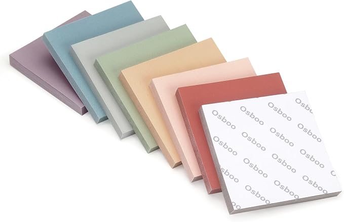 OSBOO Sticky Notes 3x3 Inch 8 Pack Vintage Colors, 80 Sheets/Pad