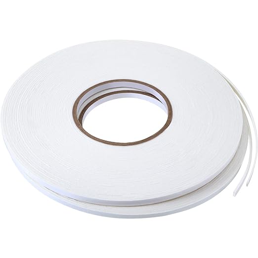 Tatuo 2 Rolls Double Sided Foam Tape for Mounting,1/4 Inch by 50 Feet,White